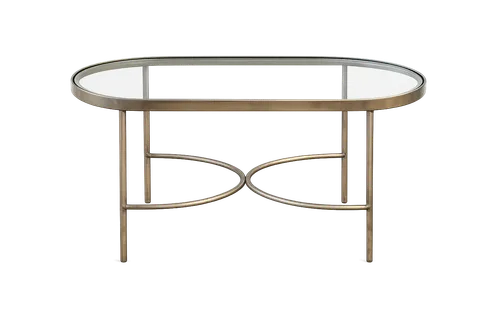 CT 3107 - Coffee Table - Oval Brass with Glass Inset