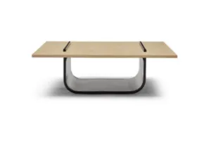 CT 0015 - Coffee Table - Black & Natural Oak Sleigh Leg