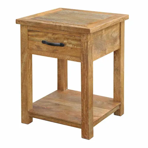 BST 4056 - Bedside Table - Single Drawer - Red Wood with Black Handle