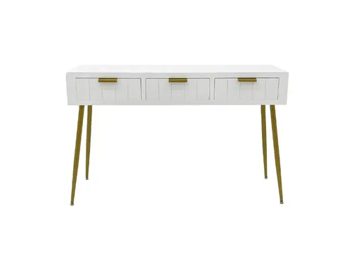 CN 7654 - Jhenn 3 Drawer White Console with Gold Legs