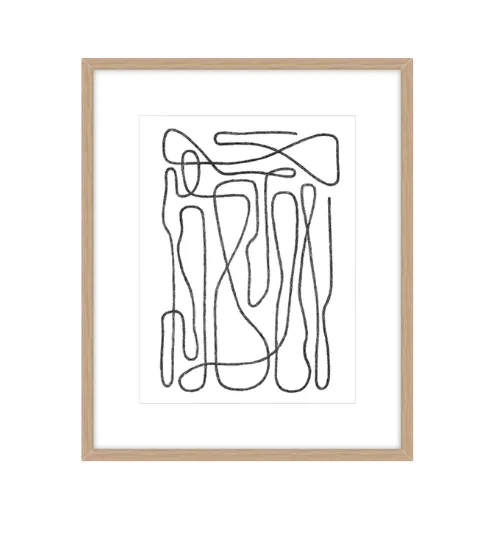 AW 0498A - Artwork - Medium - Black Sewing Thread in Natural Frame