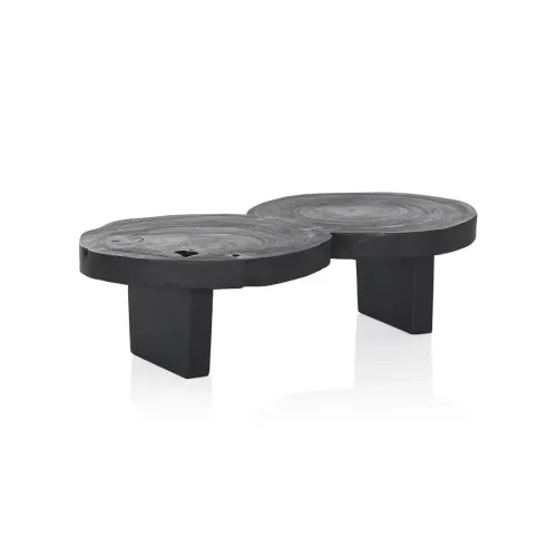 CT 0097 - Coffee Table - Organic Dual Circular in Burnt Timber Black
