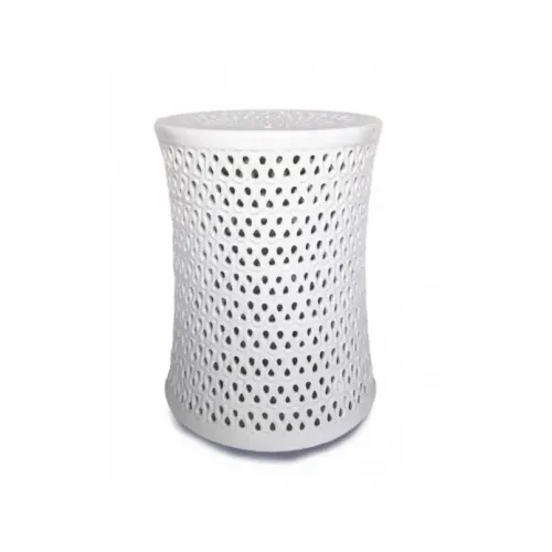 ST 1909 - Side Table - White Gloss Ceramic Circular with Holes 
