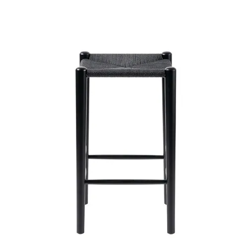 STL 0040 - Counter Stool - Black Beachwood Frame with Charcoal Rope Seat