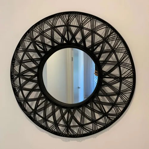 MIR 1074 - Mirror - Queens Round Black Cane