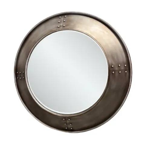 MIR 0021 - Mirror - Round Brushed Gold with Studs  