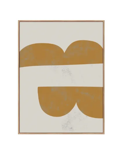 AW 0487A - Artwork - Large - Yellow & Cream Abstract Canvas in Natural Frame