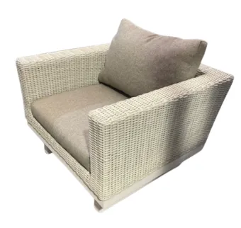 OD OC 0005 - Outdoor - Occasional Chair - White Wicker Weave with Grey & White Flecked