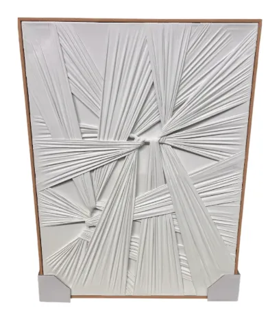 AW 0112 - Artwork - Large - Oak Framed Wall Art Fabric Weave White 