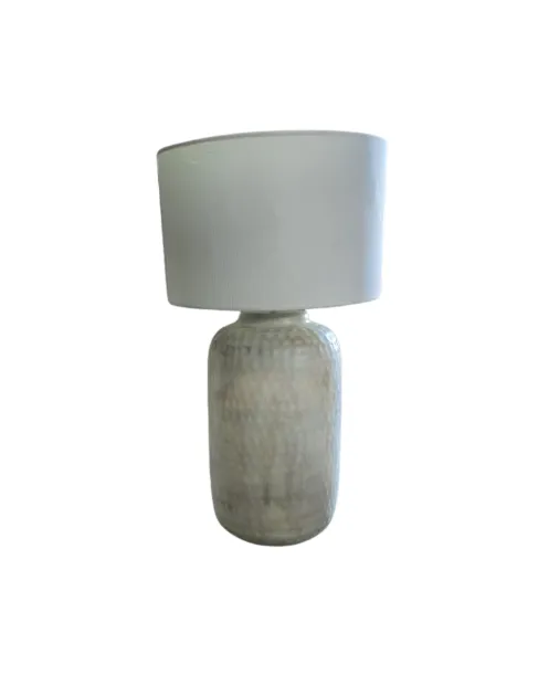 LP 0122 - Table Lamp - Beige Ceramic with Dimples & White Shade
