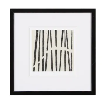 AW 8164 - Black Geometric Lines Print in Small Framed Glass
