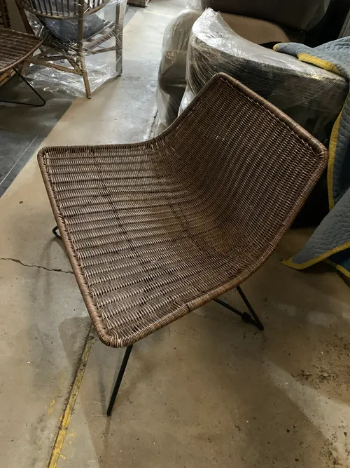 OD OC 4451 - Outdoor - Occasional Chair - Brown Wicker with Black Metal Frame 
