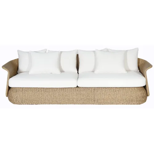 OD SF 2501 - Outdoor - Sofa - Catalina 3 Seater Natural Wicker with Ivory Seat Cushion