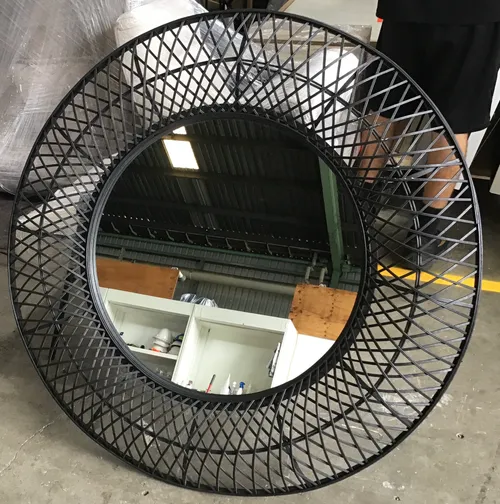 MIR 7992 - Mirror - Circular with Black Rattan Frame - Medium
