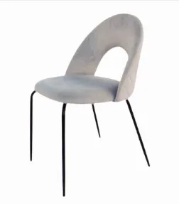 DC 0040 - Dining Chair - Silver Velvet Upholstery with Cut-out back
