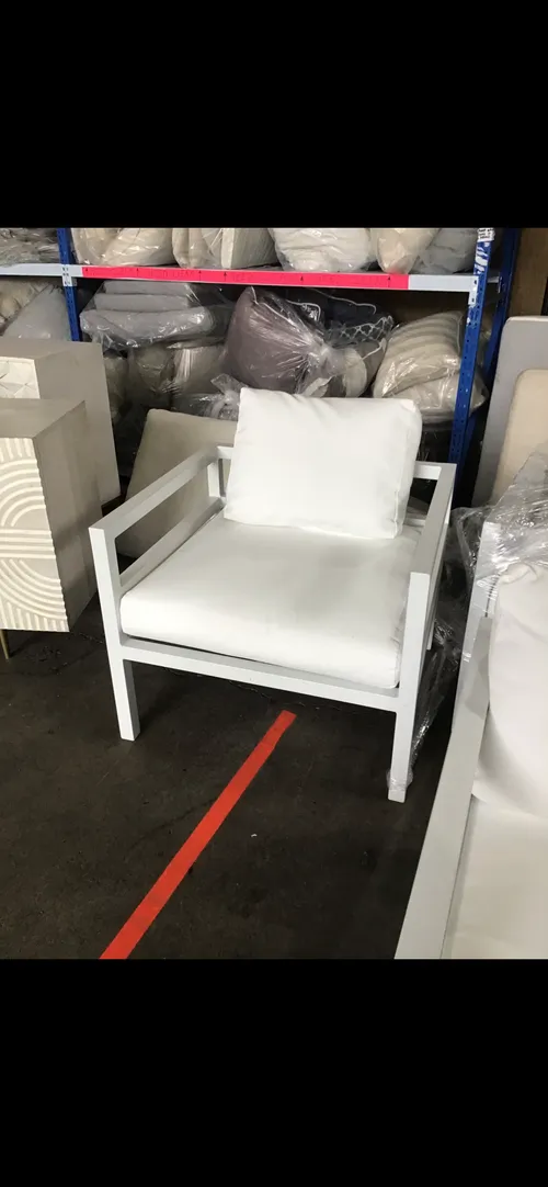 OD OC 7799 - Outdoor - Occasional Chair - White Aluminium Frame with White Linen Cushions