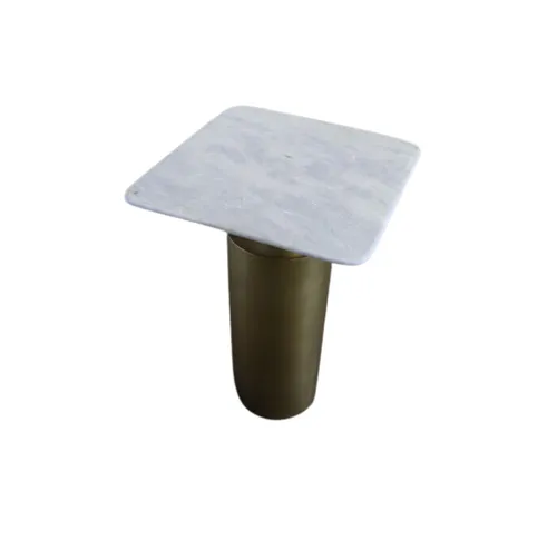 ST 0006 - Side Table - Gold Cylindric Base with Square Marble Top