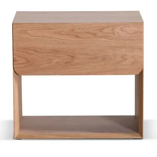 Modern Natural Oak Veneer Single Drawer Bedside Table - BST 0036