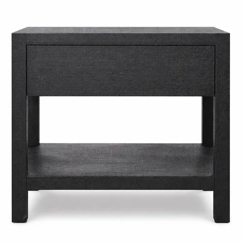 BST 7796 - Bedside Table - Large Single Drawer Chiswick Black Sea Grass Wrap 