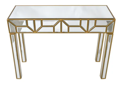 CN 9081 - Mirrored Console with Gold Frame & Patterned Lines