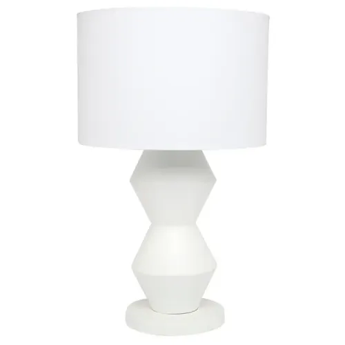 LP 0713 - Table Lamp - Abstract Shape Gloss White with White Drum Shade