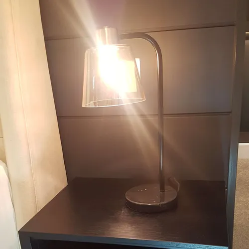 LP 3297 - Desk Lamp - Gold & Marble with Glass Cone Shade