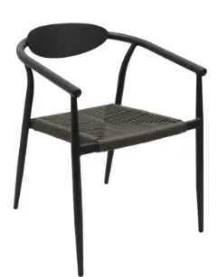OD DC 0018 - Outdoor - Dining Chair - Black Tasmine Stackable with Rattan
