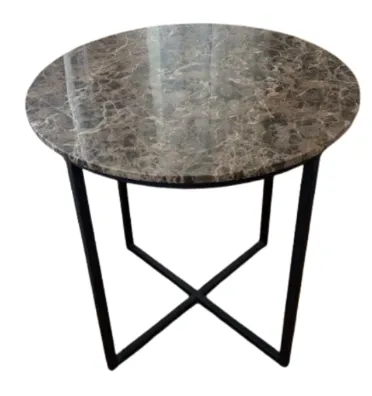 ST 0050 - Side Table - Brown Marble Top with Black Legs