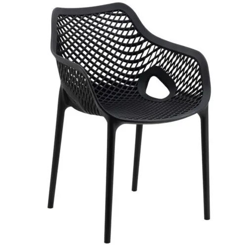 OD DC 4052 - Outdoor - Dining Chair - Black Polypropylene Curved Back Diamond Slatted