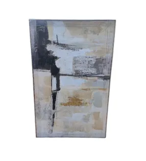 AW 0369 - Artwork - Large - Abstract Greys, Whites, Peach & Black Canvas 