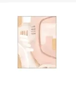 AW 0227 - Artwork - Large - Abstract Peach & Beige Strokes on White Canvas