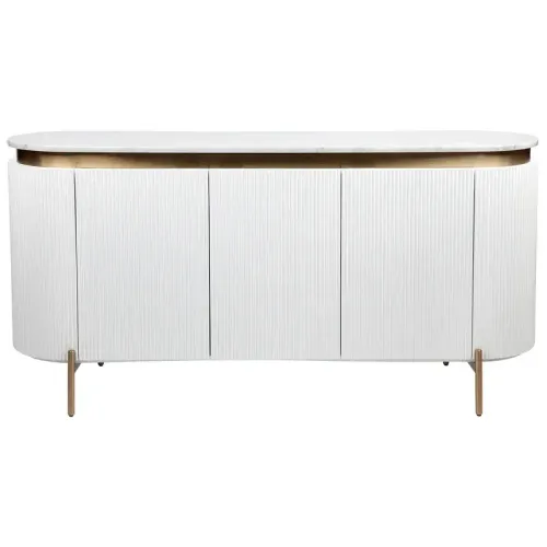 BF 0027 - Luxe Range White Contemporary Curved Buffet with Marble Top
