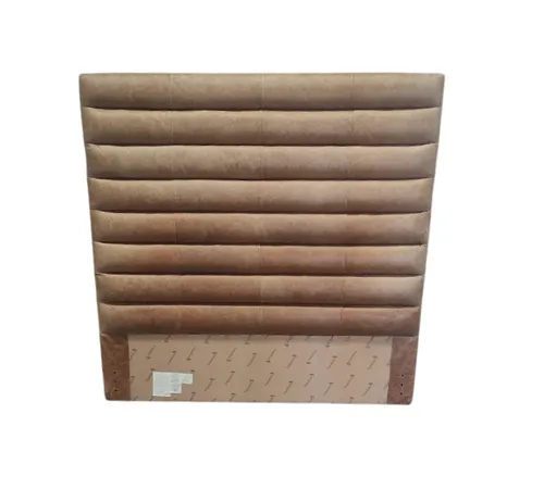 BH 6546 - Queen Bedhead - Tan Distressed Leather Rolled Panels