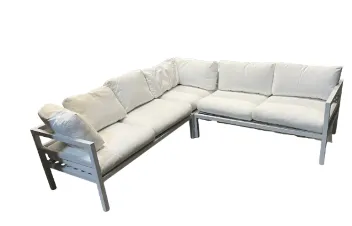 OD SF 7788 - Outdoor - Sofa -  3 Piece Modular White Aluminium Frame with Ivory Linen Cushions
