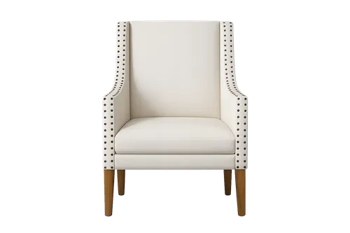 OC 8010 - Studded Natural Linen Occasional with Walnut Timber Legs