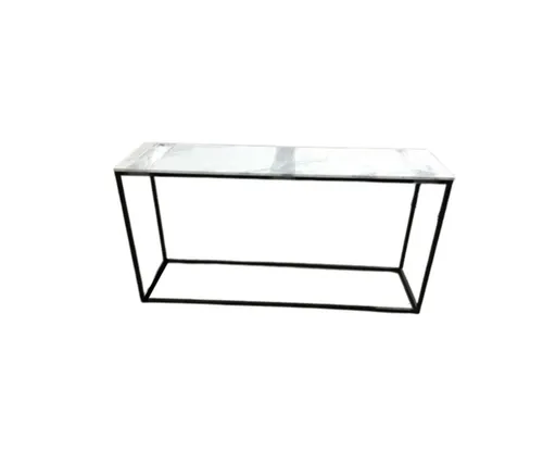 CN 9876 - Console - White Stone Top with Black Metal Frame