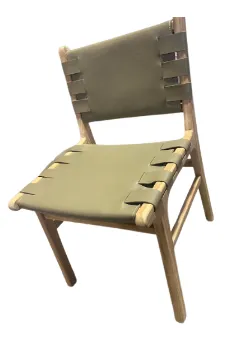 DC 9969 - Skata Dining Chair on Bleach Wood Frame & Sage Green Leather Features 