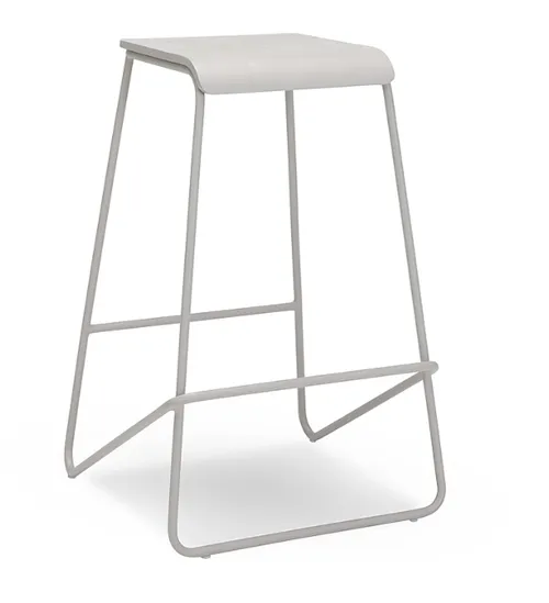 STL 0043 - Counter Stool - Light Grey Timber Seat with Metal Legs