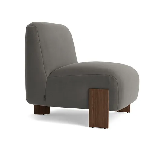 OC 1008 - Curved Shape River Rock Leather Occasional Chair with Almond Oak Frame
