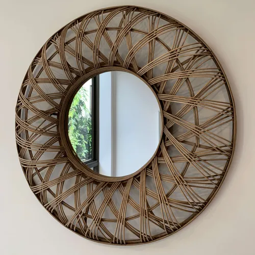 MIR 1002 - Mirror - Round Gold Cane - Medium