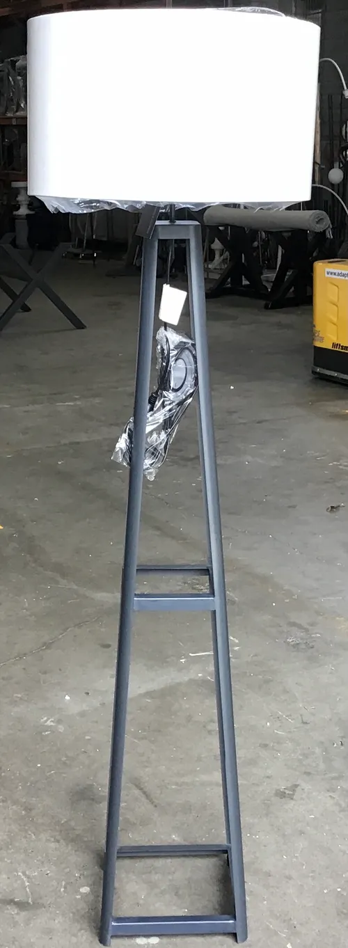 FL 7994 - Floor Lamp - Zenith Charcoal Metal with White Linen Shade