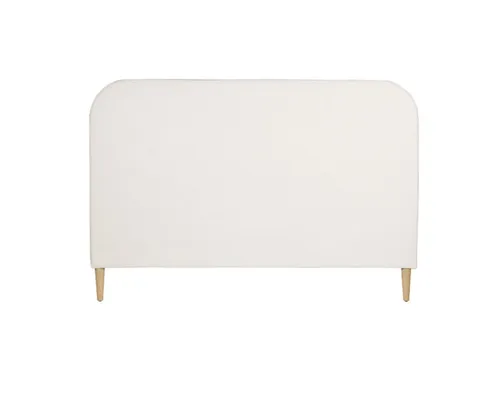 BH 0029 - Queen Bedhead - Ivory Fabric with Natural Wooden Legs