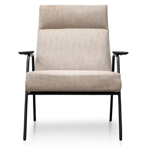 OC 7728 - Occasional Chair - Sandy Grey Fabric with Black Frame & Arm Rest Panels