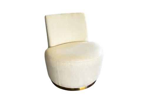 OC 7719 - Natural Linen Swivel Occasional Chair with Gold Base