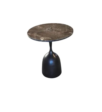 ST 0138 - Large Side Table - Iron Base with Brown Marble Top