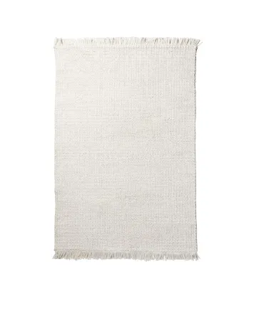 RG 0048 - Rug - Small - Ivory Woven Wool & Cotton Blend with Tasells