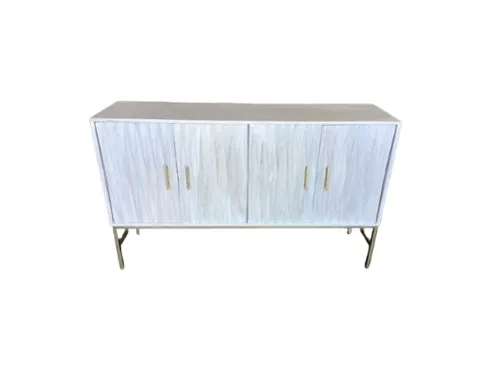 BUF 9903 - Buffet - White Diamond Front with Gold Handles & Legs