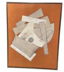AW 3105 - Artwork - Large - Organic Neutral Coloured Shapes on Burnt Orange Canvas