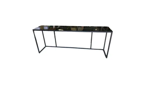 CN 9431 - Smokey Black Glass Console on Black Metal Frame