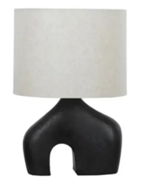 LP 0150 - Table Lamp - Contemporary Abstract Black Base with White Shade